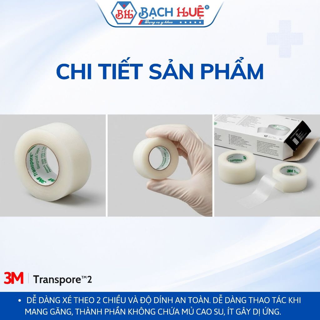 Hộp 12 Cuộn Băng Keo Y Tế 3M Transpore 1527-1 – băng dính y tế plastic trong suốt 2.5cm x 9.1m