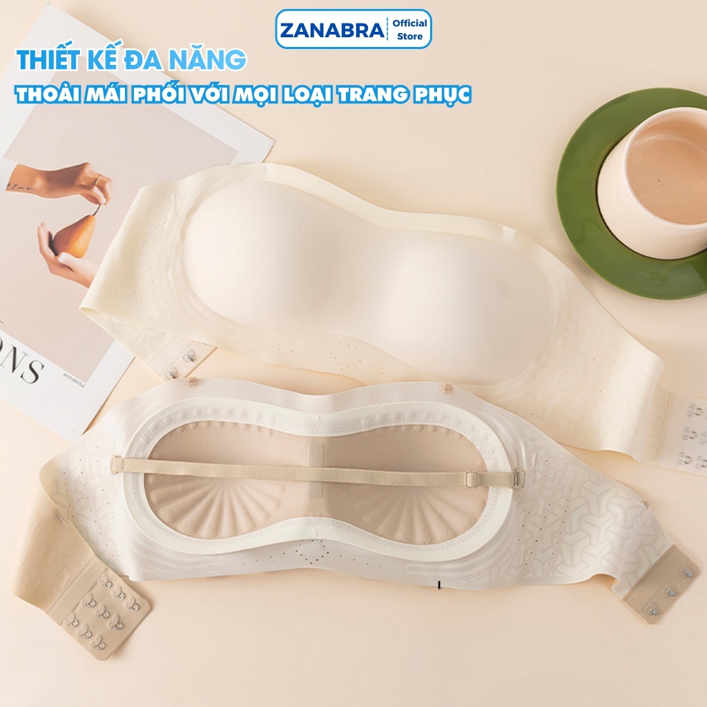 [Hàng Mới Về] Áo ngực nữ bra Không Dây cup ngang nâng V1 mút đệm gom quả dây đeo tháo rời ZANABRA A979