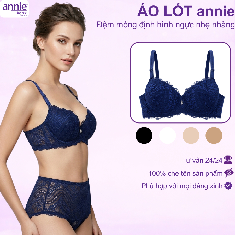 Áo Lót Nữ Phối Ren annie Có Gọng Đệm Mỏng Định Hình Ngực Nhẹ Nhàng Thời Trang Cúp B BRA8154