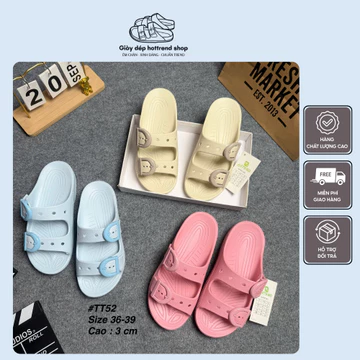 Dép nữ 2 quai khóa cài đế êm cao 3cm, dép quai ngang nữ chống trơn đi trong nhà đi chơi TT52 - Giày dép hottrend shop