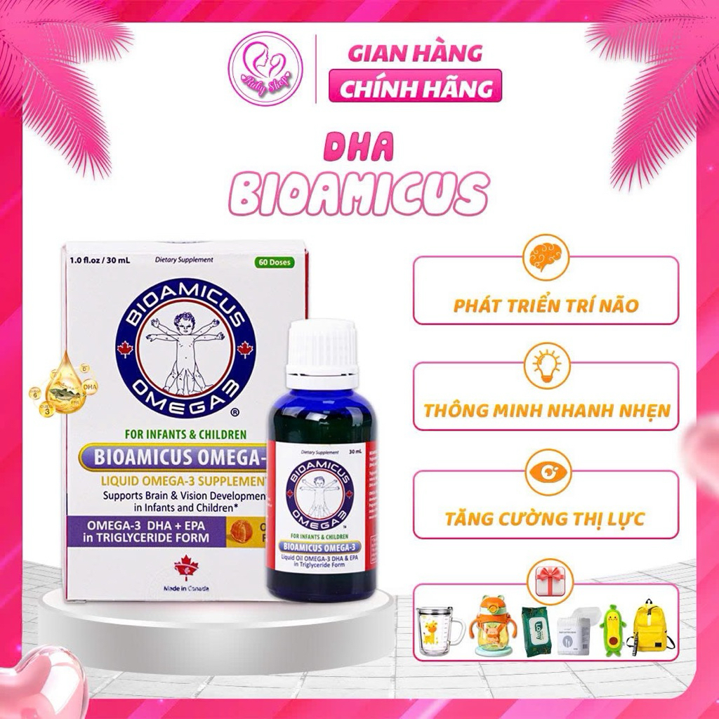 DHA Biomicus Omega 3 chính hãng cho bé chai 30ml - Hỗ trợ bé thông minh ...