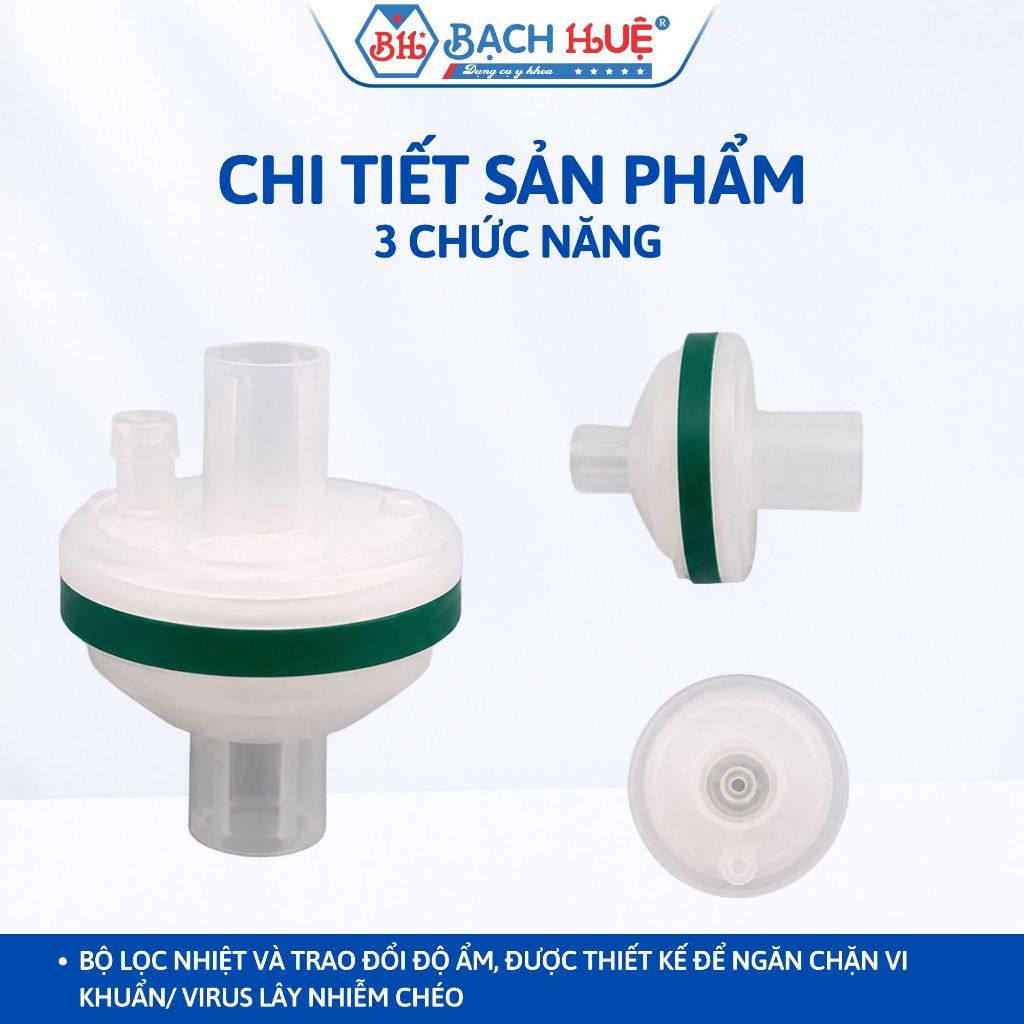 Bộ Lọc Vi Khuẩn, Virus Và Tạo Ẩm Máy Thở Cao Cấp – Cục Lọc 3 Chức Năng / 1 Chức Năng Chuẩn Y Tế