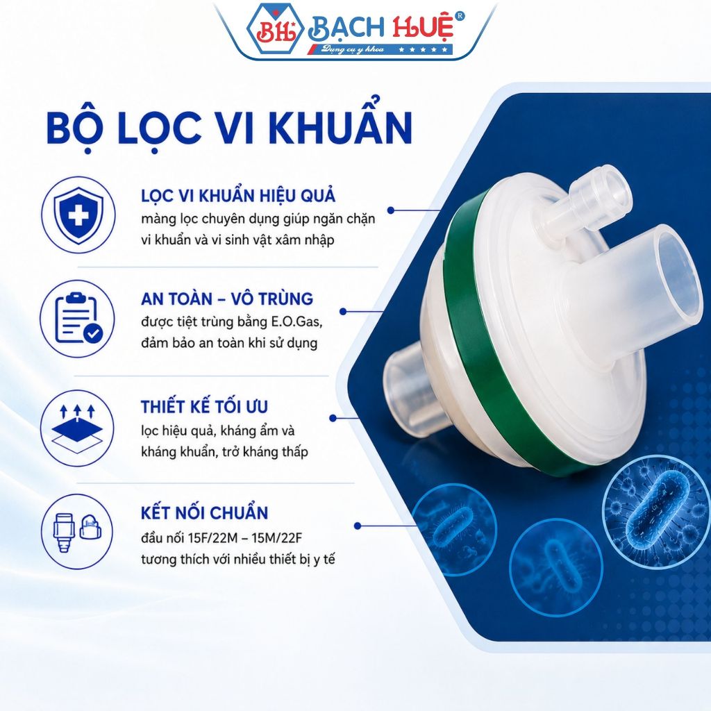 Bộ Lọc Vi Khuẩn, Virus Và Tạo Ẩm Máy Thở Cao Cấp – Cục Lọc 3 Chức Năng / 1 Chức Năng Chuẩn Y Tế