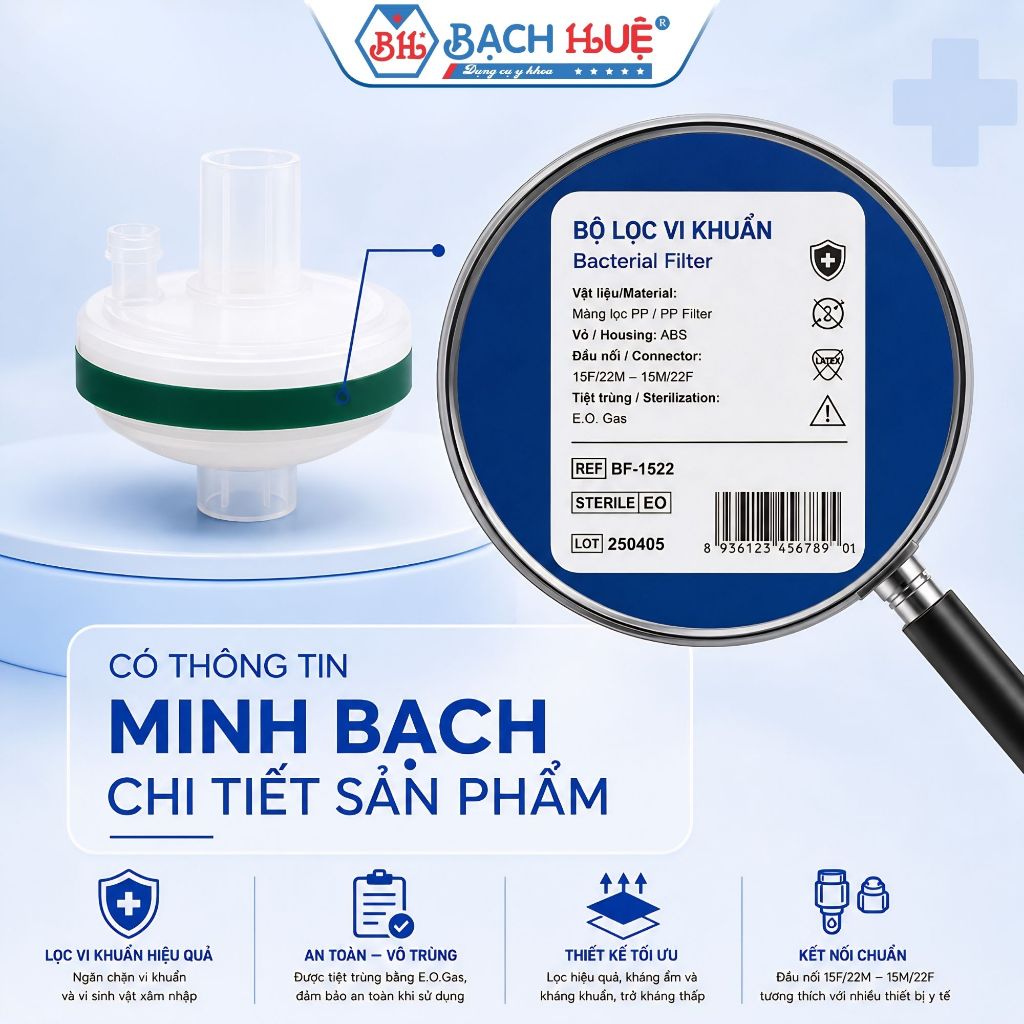 Bộ Lọc Vi Khuẩn, Virus Và Tạo Ẩm Máy Thở Cao Cấp – Cục Lọc 3 Chức Năng / 1 Chức Năng Chuẩn Y Tế