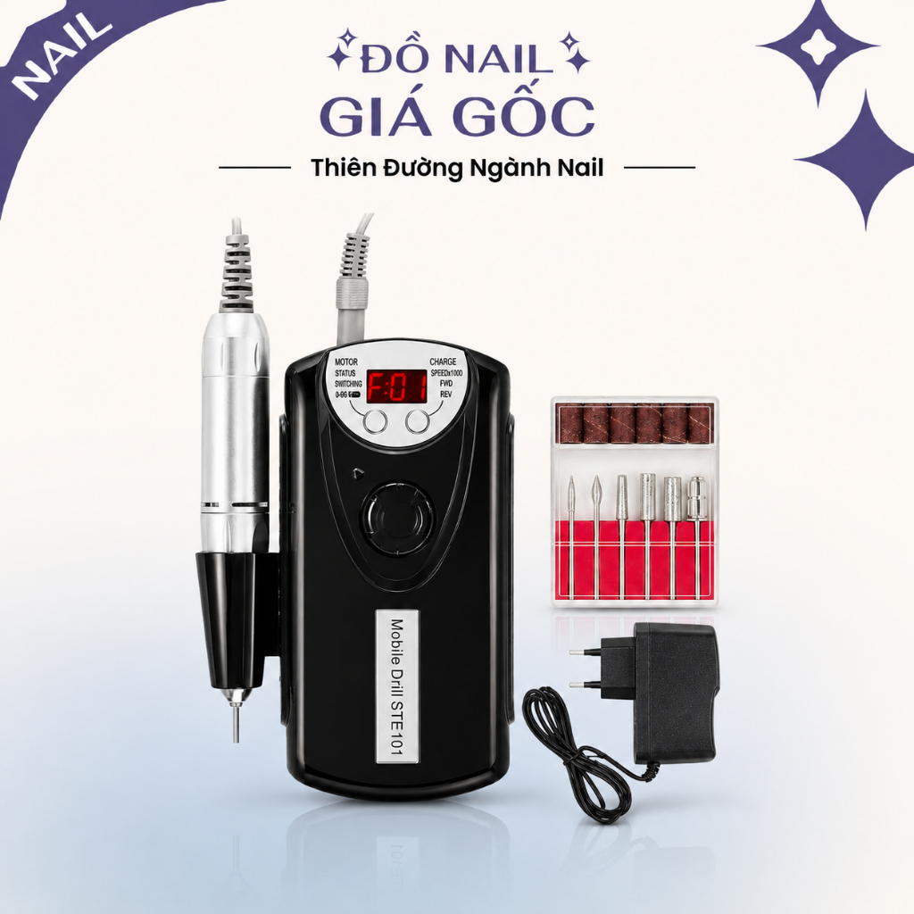 Máy mài nail Moblie Drill, STE 101 cao cấp - Máy mài móng tích điện chuyên dụng (BH 1 tháng)