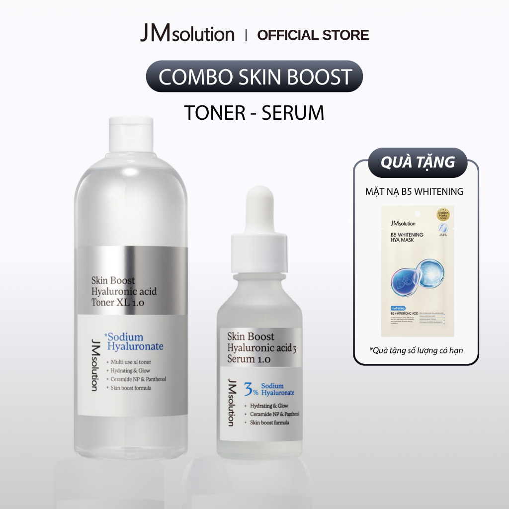Combo JMsolution Skin Boost Toner 600ml & Serum 30ml Dưỡng Da Chuyên Sâu - Hỗ Trợ Cấp Ẩm, Phục Hồi Da