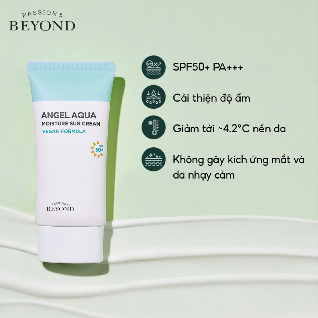 [DATE 17/9/2026] Kem chống nắng thuần chay giúp hạ nhiệt Beyond Angel Aqua Moisture Sun Cream SPF 50+/PA++ 50ml