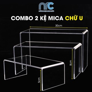 Combo 2 Kệ chữ U, Kệ mica trưng bày mô hình đồ chơi, Kệ mica chữ U trong suốt