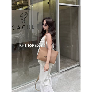 SEO STUDIO - Áo hai dây ren kem cổ v mềm mại - Jane Top 2025