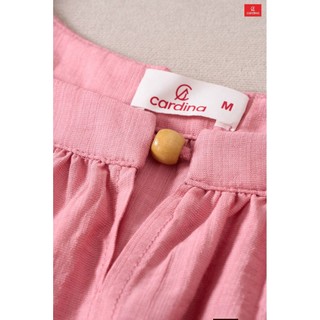 (Sẵn) 6BDN03 Bộ đồ mặc nhà nữ CARDINA chất liệu đũi bambo sát nách cổ yếm thêm trang trí hạt và quần đùi  6BDN03
