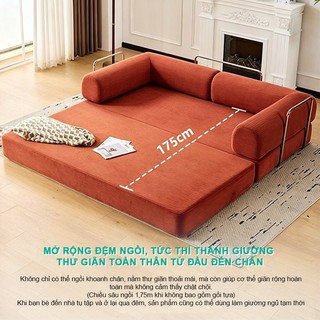 Sofa Bed Vải Nhung Đa Năng Biến Thành Giường Ngủ, Sofa Modul Phòng Khách, Phòng Ngủ cho chung cư