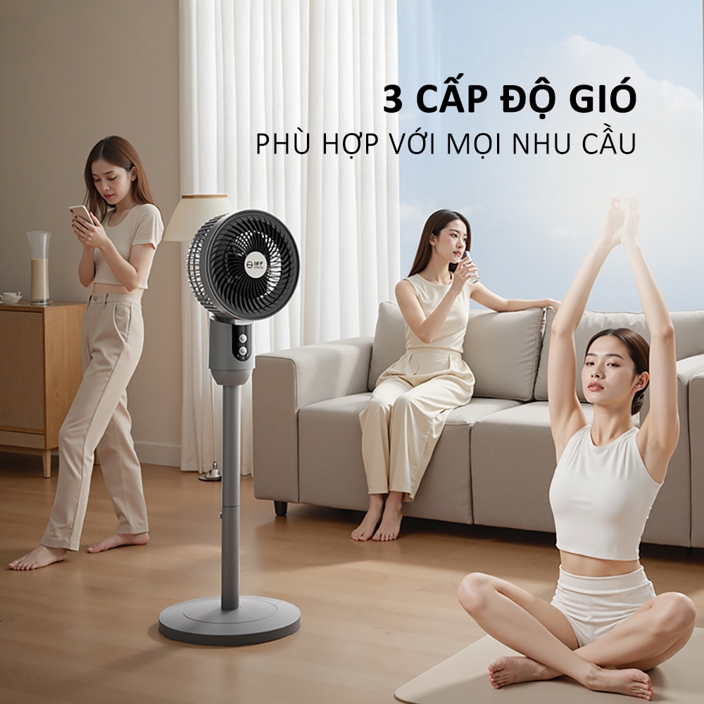 Quạt đứng đối lưu không khí, quạt đứng có xoay, tiết kiệm điện, tùy chỉnh chiều cao, bảo hành 3 năm