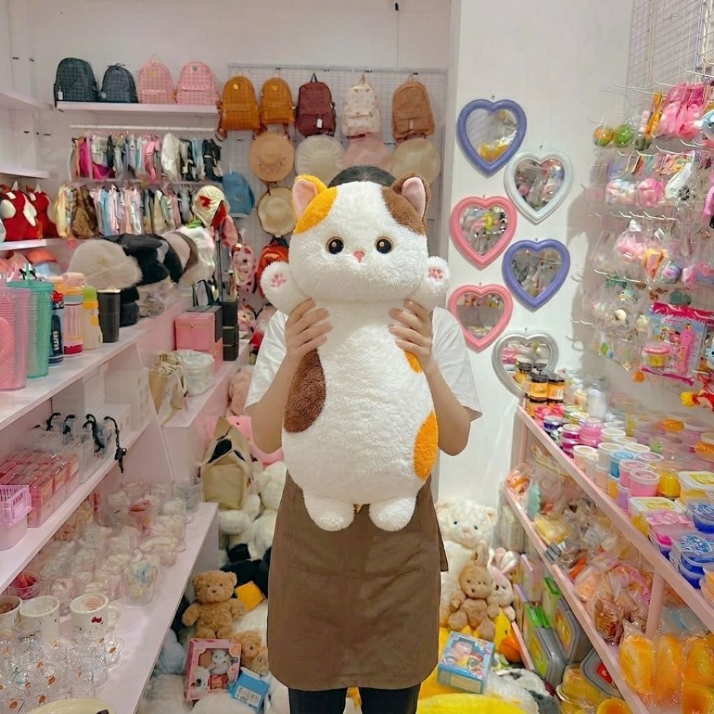 Gấu Bông Gối Ôm Hình Mèo Béo Siêu Dễ Thương, Gối Ôm Mèo Bụng Béo Làm Gấu Ôm Ngủ,Gác Chân Mềm Mại