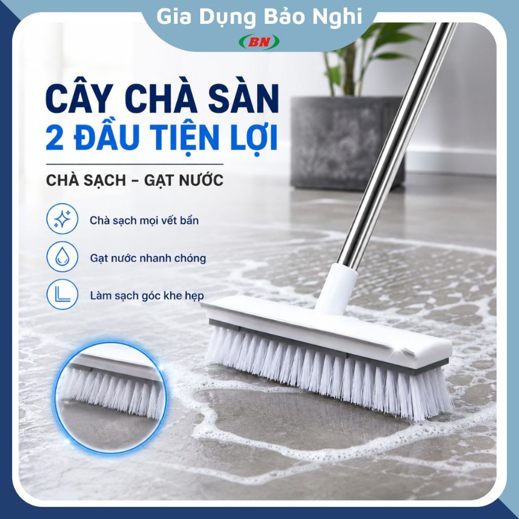 Cây Chà Sàn 2 Đầu Chà & Gạt Nước Nhà Tắm Làm Sạch Góc Khe