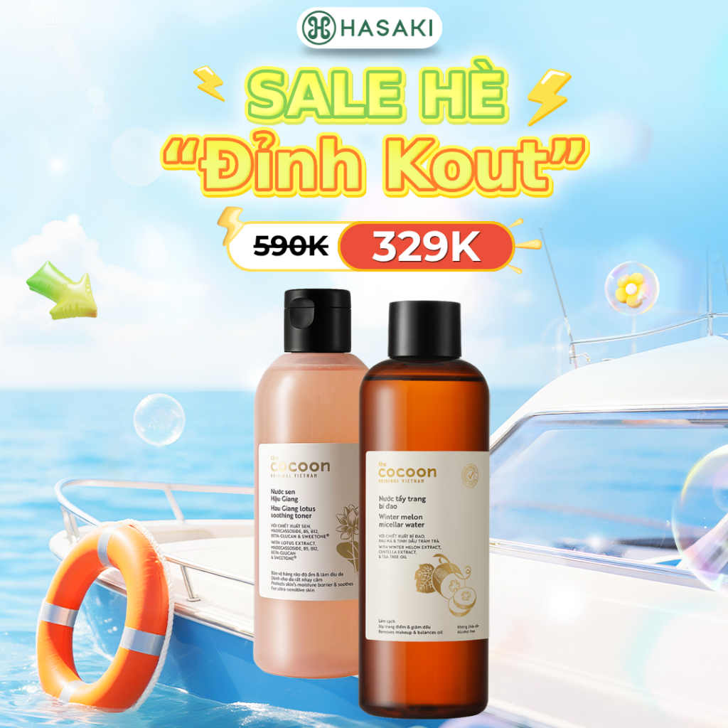 [MEGA 7.7|18H-19H] Combo Cocoon Nước Cân Bằng Sen Hậu Giang & Nước Tẩy Trang Bí Đao Hasaki Sản Phẩm Chính Hãng