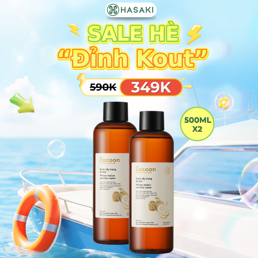 [MEGA 7.7|18H-19H] Combo 2 Nước Tẩy Trang Bí Cocoon Làm Sạch & Giảm Dầu Hasaki Sản Phẩm Chính Hãng