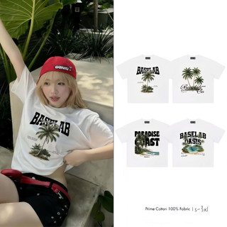 Áo Thun Boxy Cây Dừa Chất Vải Cotton 100% Thoáng Mát Cao Cấp Form Rộng Cổ Tròn Unisex Nam Nữ