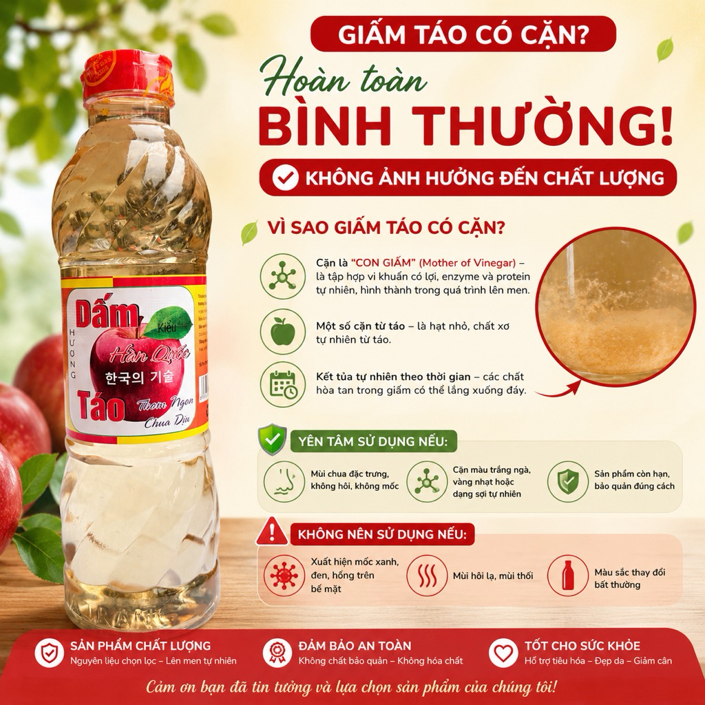 Giấm táo kiểu Hàn Quốc 470ml - trộn gỏi, trộn salad, nấu ăn, uống detox cơ thể, hỗ trợ tiêu hóa