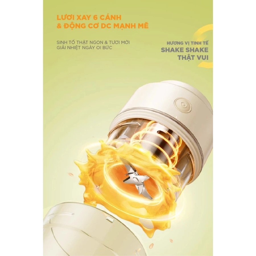 Máy Xay Sinh Tố Cầm Tay Bear LLJ-S04S6 (BL-4H04A) - Dung Tích 0.3L, 6 Lưỡi Dao - Hàng Chính Hãng