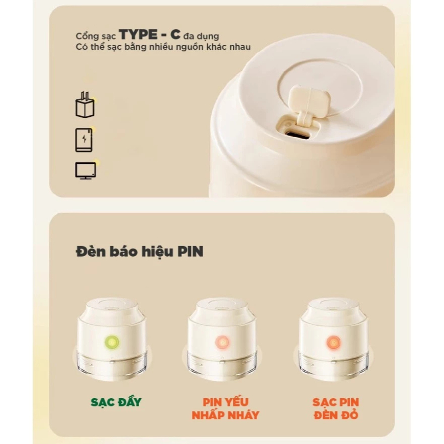 Máy Xay Sinh Tố Cầm Tay Bear LLJ-S04S6 (BL-4H04A) - Dung Tích 0.3L, 6 Lưỡi Dao - Hàng Chính Hãng