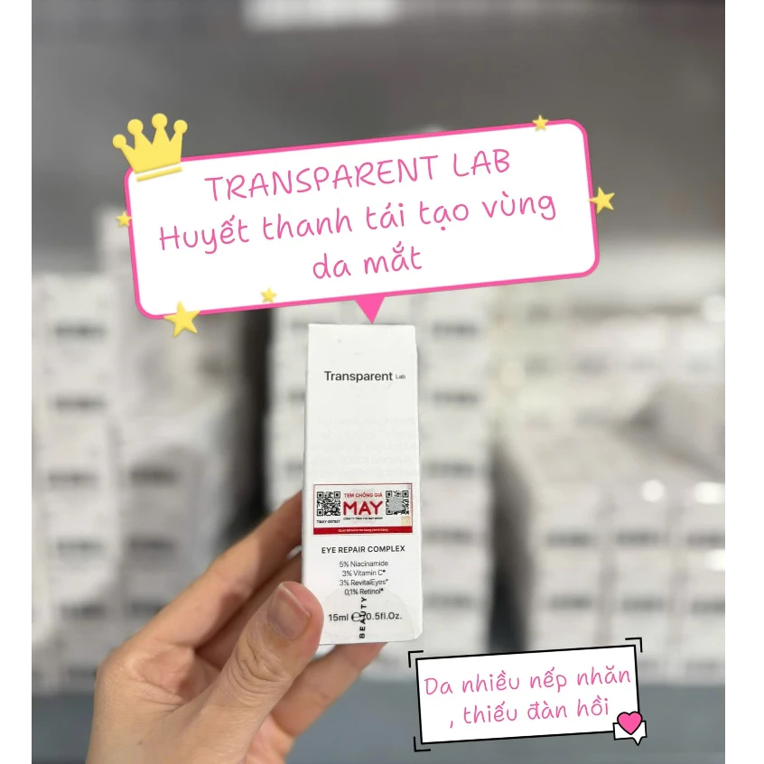 [HÀNG CTY] Huyết thanh dưỡng da mắt 5% Niacinamide Transparent Lab EYE REPAIR COMPLEX15ml Giúp Dưỡng Ẩm, Giảm Lão Hóa