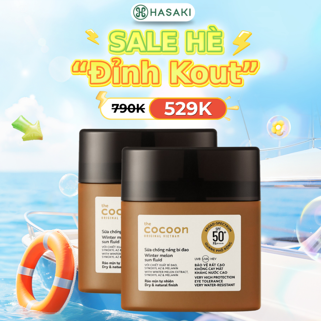 Combo 2 Sữa Chống Nắng Cocoon Bí Đao Quang Phổ Rộng 50ml