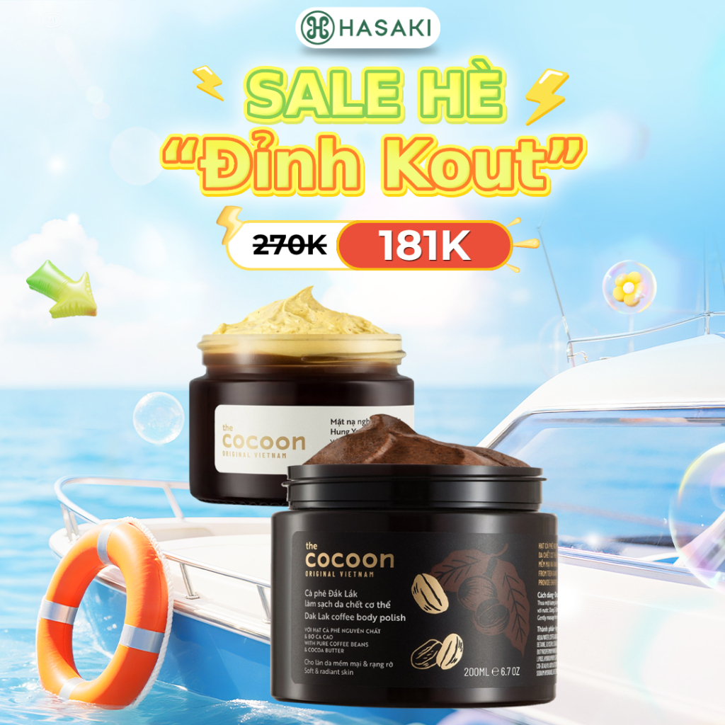 Combo Cocoon Mặt Nạ Nghệ Hưng Yên & Tẩy Da Chết Toàn Thân Cà Phê Đắk Lắk 30ml+200ml