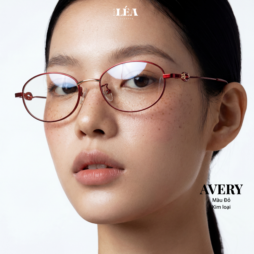 [LÉA GLASSES] Kính mắt Oval Kim Loại chuyên lắp cận AVERY phong cách dễ thương HOT TREND