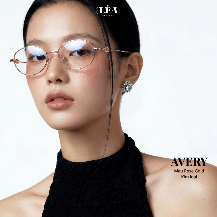 [LÉA GLASSES] Kính mắt Oval Kim Loại chuyên lắp cận AVERY phong cách dễ thương HOT TREND