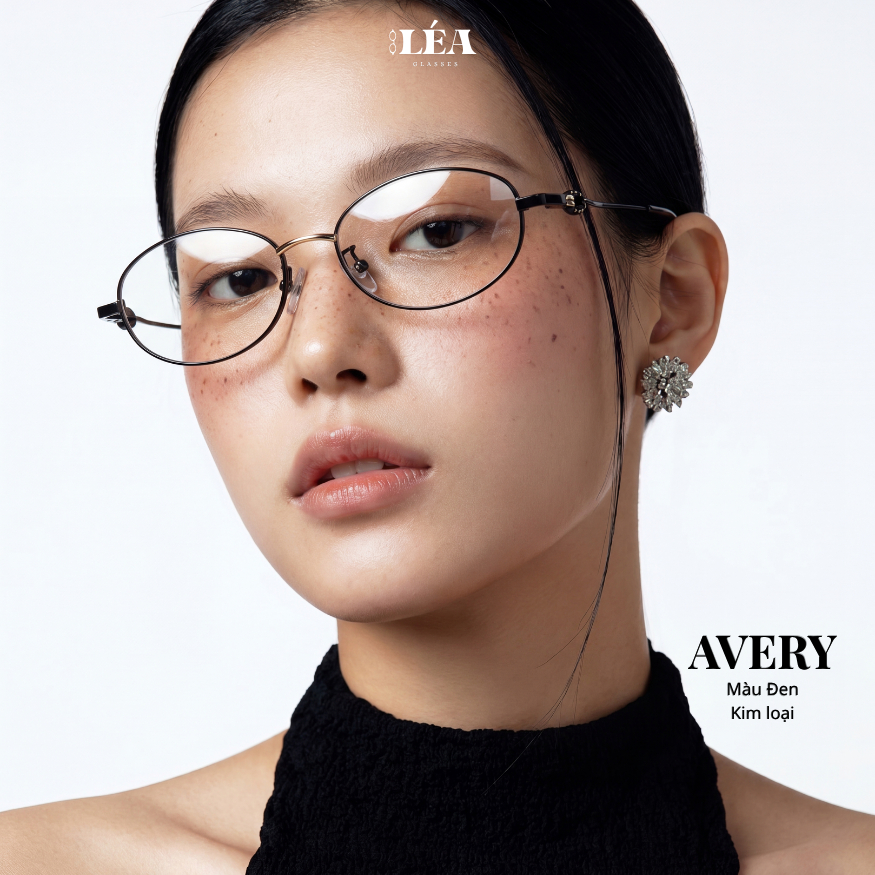 [LÉA GLASSES] Kính mắt Oval Kim Loại chuyên lắp cận AVERY phong cách dễ thương HOT TREND