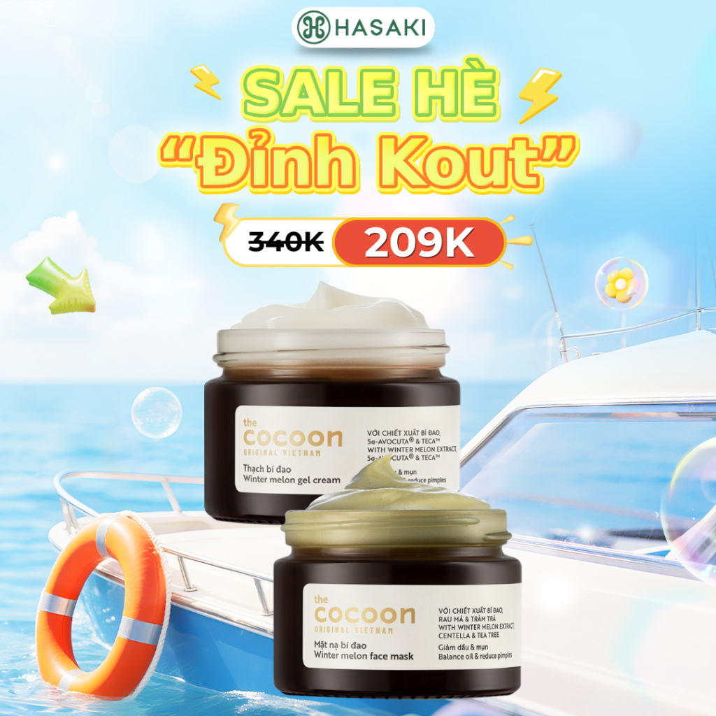 Combo Cocoon Kem Dưỡng & Mặt Nạ Bí Đao Giảm Dầu Mụn 30mlx2