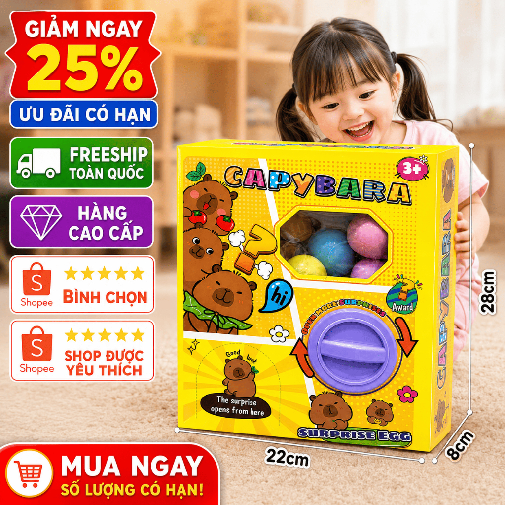 Đồ Chơi Trứng Bất Ngờ Capybara Cho Bé, Hộp Mở Quà Bí Mật, Đồ Chơi Giáo Dục Khám Phá