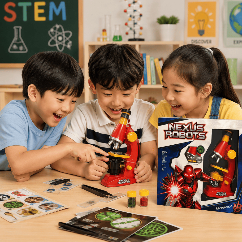 Kính Hiển Vi Đồ Chơi STEM 1200X Cho Bé Bộ Khám Phá Khoa Học Mini Đồ Chơi Giáo Dục
