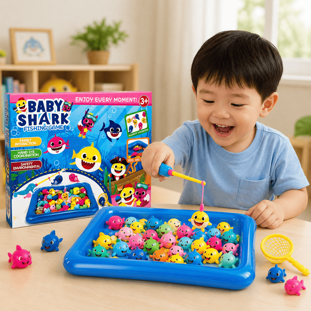 Đồ Chơi Câu Cá Nam Châm Baby Shark Cho Bé, Trò Chơi Giáo Dục Phát Triển Tư Duy