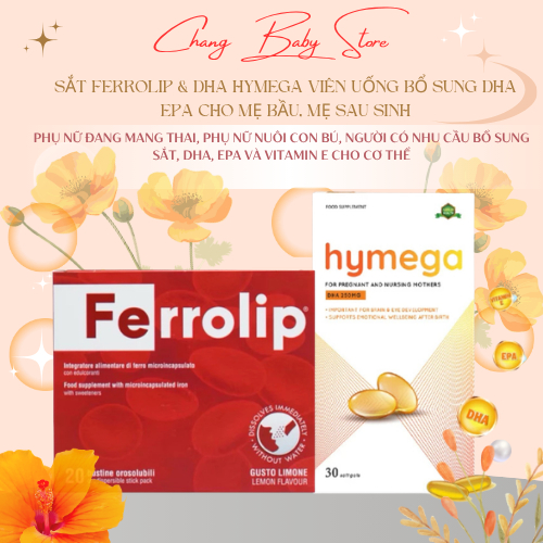 Sắt Sinh Học Ferrolip - Hymega dành cho người lớn, mẹ bầu, mẹ sau sinh + quà tặng