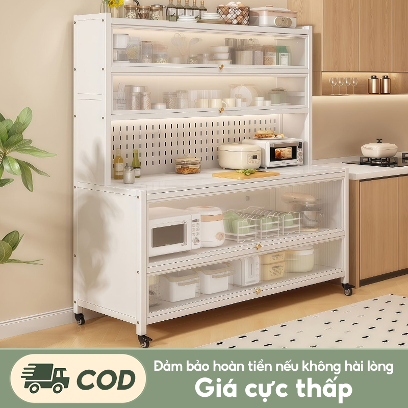 Kệ Nhà Bếp Đa Năng Thép Carbon Tủ bếp Khả năng chịu tải mạnh mẽ Kệ tủ chống bụi và chống gỉ