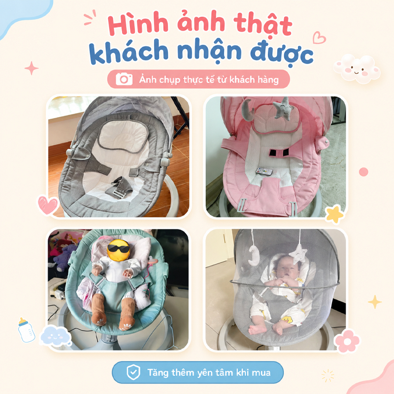 Nôi điện cho bé, nôi điện sơ sinh,điều chỉnh lưng,tăng chỉnh nhanh chậm 5 chế độ,Có điều khiển từ xa