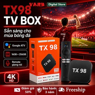 Đầu thu Android TV Box TX98 Pro 2026, Google TV 4K UHD chính hãng, xem Netflix, YouTube, hỗ trợ WiFi, Bluetooth, tặng kè