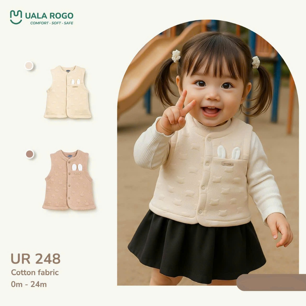(3-14kg, 0-24M) Áo Gile Uala Cho Bé Hoạ Tiết Đáng Yêu UR3650 UR254 UR248 UR3804