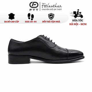 Giày Oxford Captoe form Ý chính hãng FTTLeather, giày da bò nam phối quần âu size to 45, 46 mã F0302