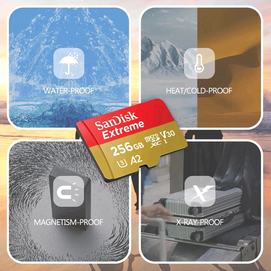 SANDISK MicroSDXC Extreme GO128GB/256GB/512GB/1TB UHS-IA2 V30 U3 4K ，bảo hành năm năm.
