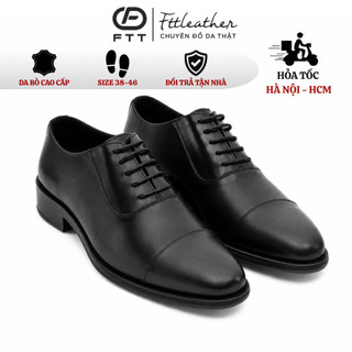 Giày da nam Oxford Captoe công sở da bò non chính hãng FttLeather, giày tây cao cấp đế phíp gỗ F0302