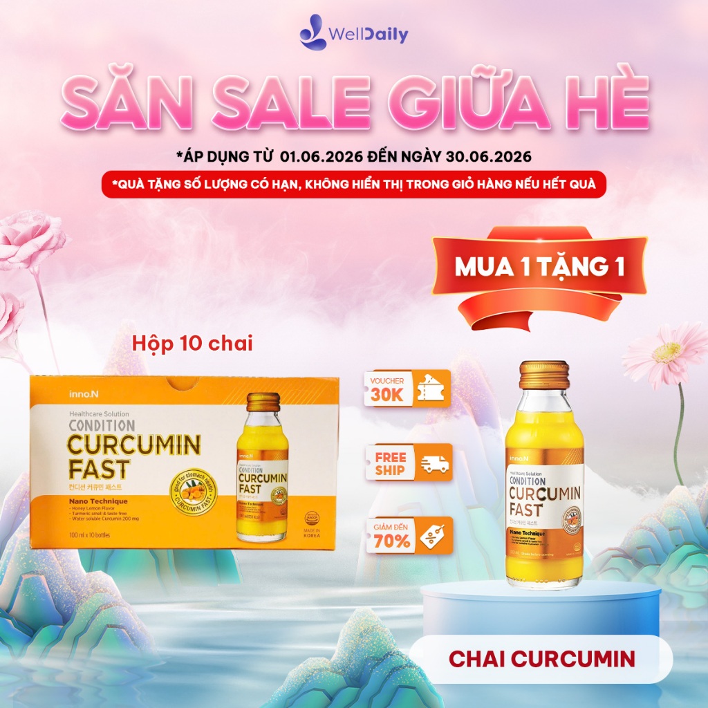 Hộp 10 chai nước tinh nghệ Nano Condition Curcumin Fast bảo vệ chức ...