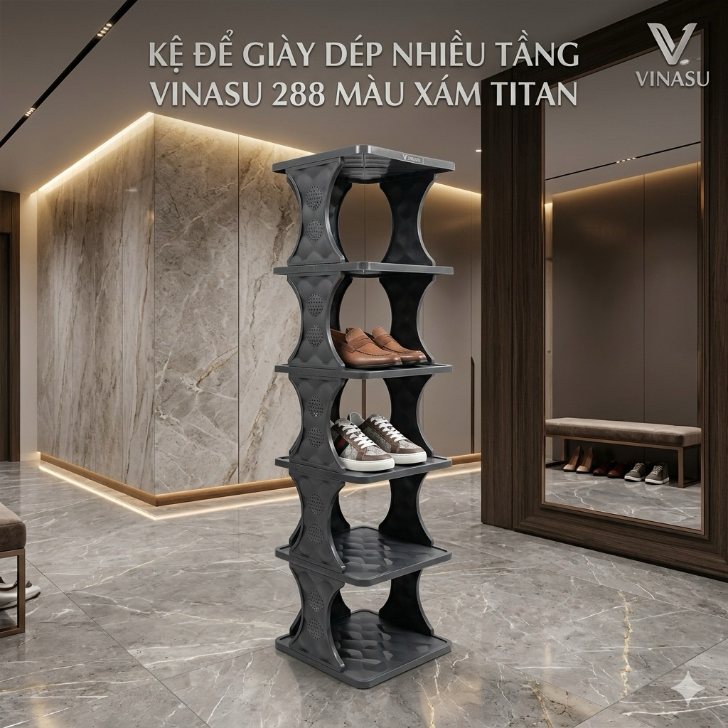 Kệ để giày dép màu XÁM đa năng nhiều tầng Vinasu VNS 288