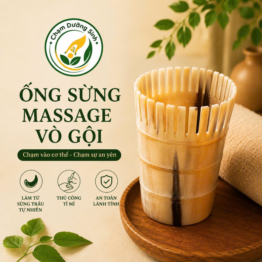 ỐNG SỪNG MASSAGE VÒ GỘI GIẢM ĐAU ĐẦU LƯU THÔNG KHÍ HUYẾT DƯỠNG SINH ĐÔNG Y