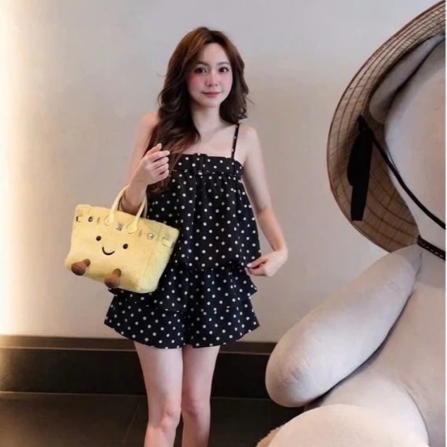 (Sẵn Hỏa Tốc) Set Bộ Đũi Bi Áo 2 Dây Bí Phồng Kèm Đai Mix Quần Bí Phồng 2 Lớp - Set đôi Mẹ Và Con Gái
