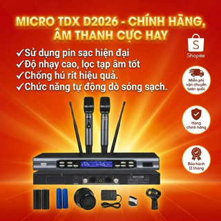 Micro TDX D-2026 Chất Âm Hay, Sử Dụng Pin Sạc Hiện Đại, độ nhạy cao, khả năng lọc âm tốt, cho tiếng hát nhẹ và sáng.