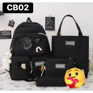 [Sammy] Combo Balo 4 Món Các Mẫu MÀU ĐEN ( KHÔNG KÈM GẤU MÓC BALO )