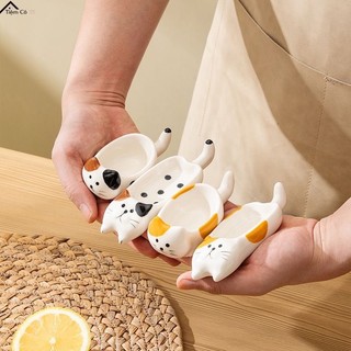 Khay Đựng Nước Chấm Hình Mèo Kèm GÁc Đũa Bằng Sứ Phong Cách Nhật Bản - Chén Đựng Nước Chấm Mini HÌnh Mèo Dễ Thương