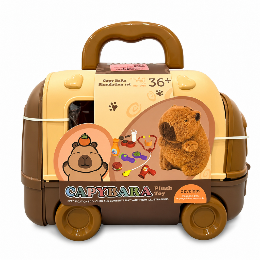 Bộ Đồ Chơi Bác Sĩ Thú Cưng Capybara Vali Kéo Kèm Gấu Bông Đồ Chơi Nhập Vai Cho Bé